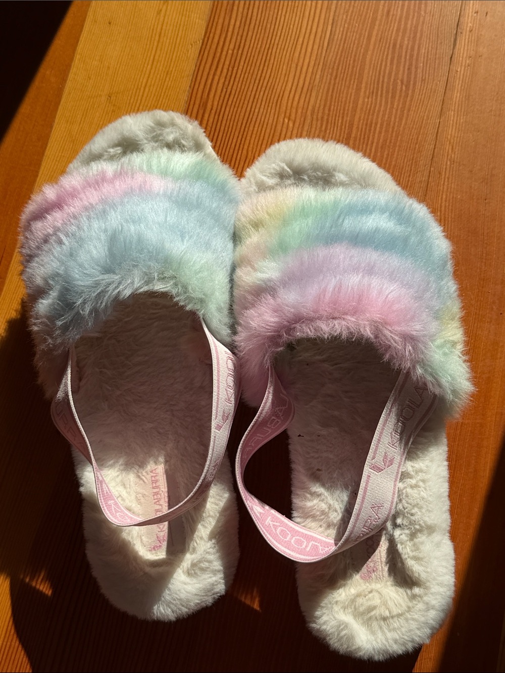 Koolaburra Pastel Rainbow Fuzzy Slippers
